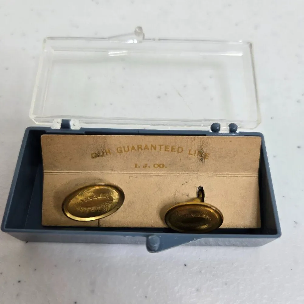 Chain Cufflinks Gold Tone Vintage Textured Oval Basic New Mens Double Sided New